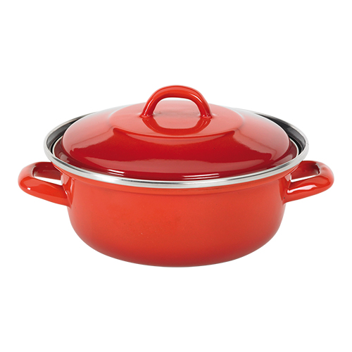 Braadpan rond, plaatstaal, geëmailleerd, met deksel SITRAM